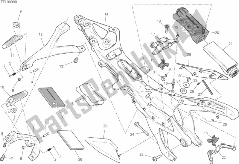 All parts for the Rear Frame Comp. Of the Ducati Superbike 1299S ABS Brasil 2017